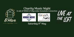 Poster for Charity Music Night at B'Hive